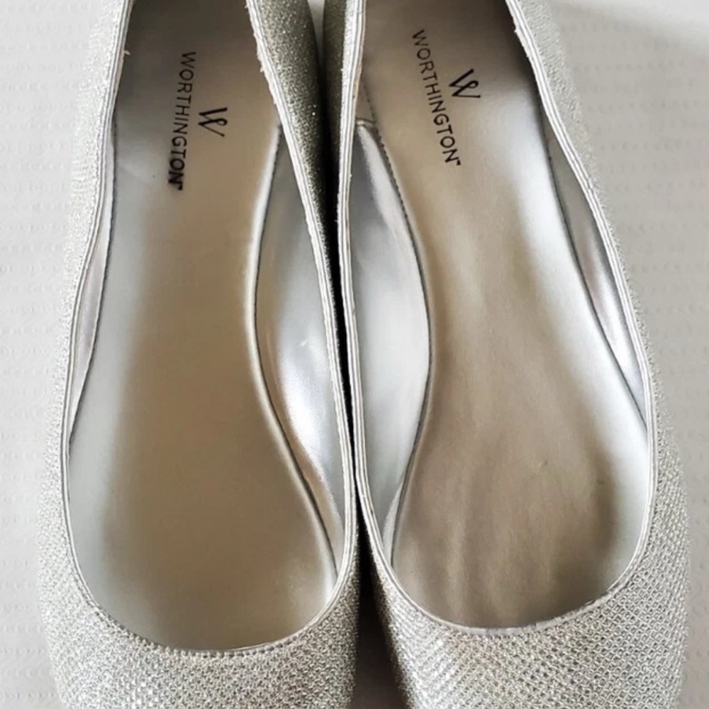 Sparkly Silver Glitter Flats for Festive Occasions Size 10 M - Picture 6 of 8
